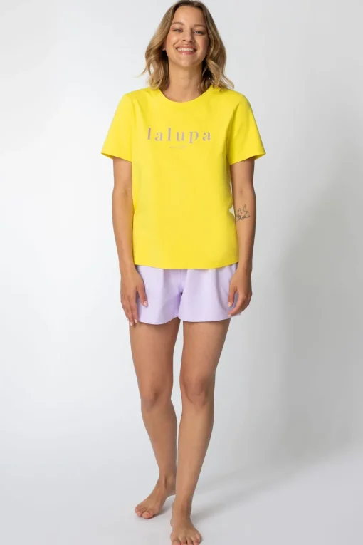 T-shirt z nadrukiem z przodu - żółty