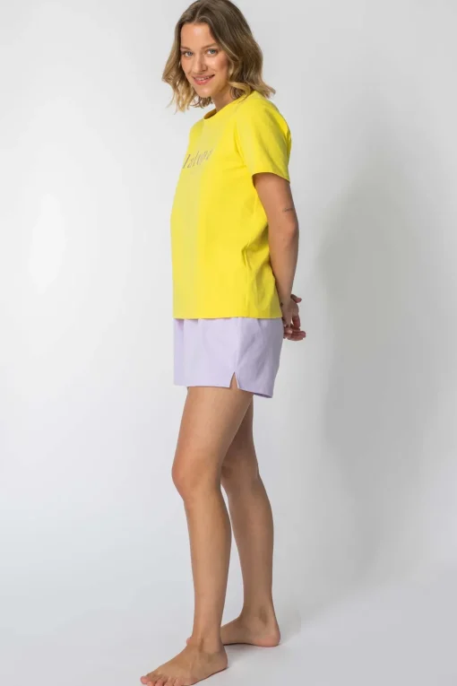 T-shirt z nadrukiem z przodu - żółty