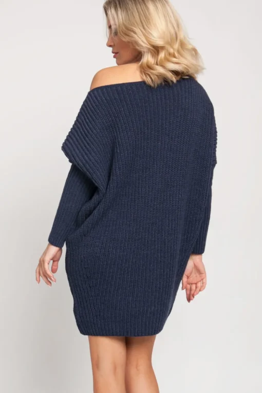 Tunika oversize odsłaniająca ramiona - jeansowa