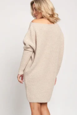 Tunika oversize odsłaniająca ramiona - beżowa