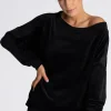 Welurowa bluza damska oversize - czarna