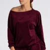 Welurowa bluza damska oversize - bordowa