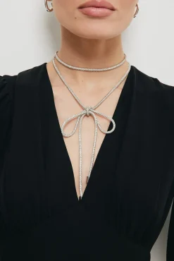 Wiązany naszyjnik typu choker - srebrny