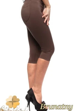 Włoskie legginsy rybaczki 3/4 - brunatne