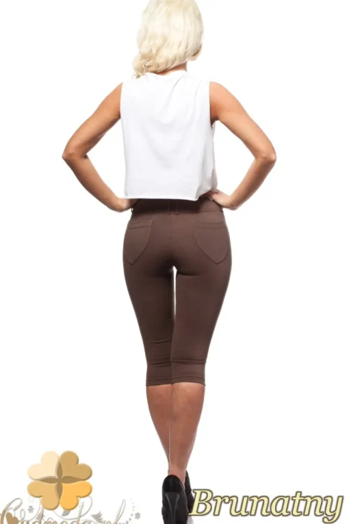 Włoskie legginsy rybaczki 3/4 - brunatne