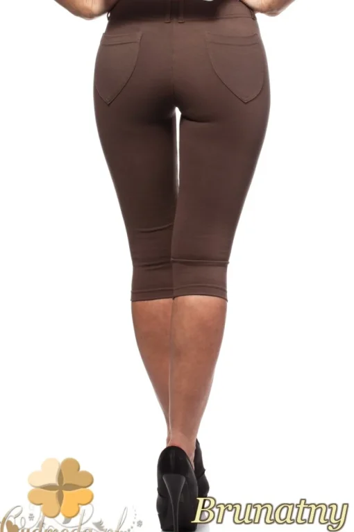 Włoskie legginsy rybaczki 3/4 - brunatne
