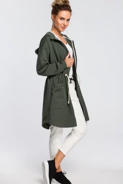 Wygodna bluza typu parka - militarno-zielona