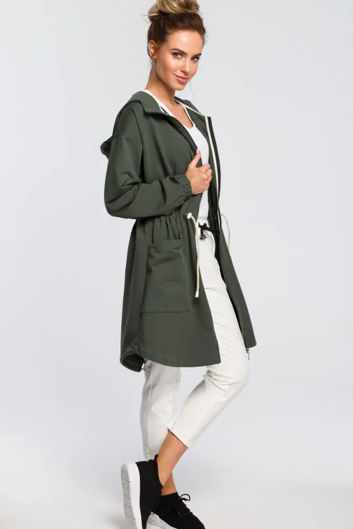 Wygodna bluza typu parka - militarno-zielona
