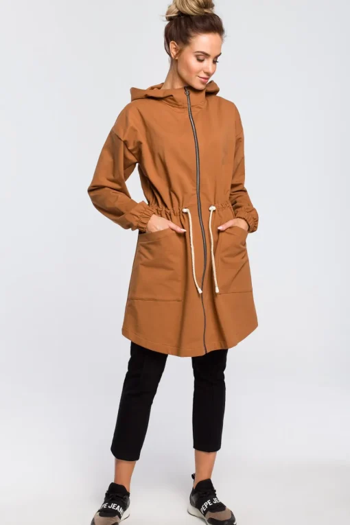 Wygodna bluza typu parka - karmelowa