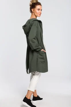 Wygodna bluza typu parka - militarno-zielona