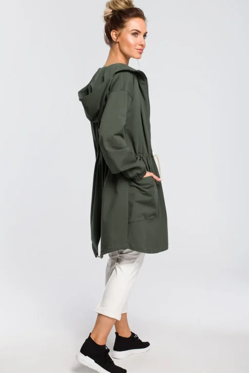 Wygodna bluza typu parka - militarno-zielona
