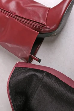 Wysokie buty na cienkim obcasie Maleeka - bordowe