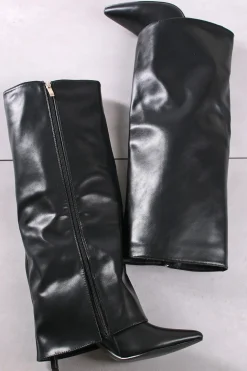 Wysokie buty na cienkim obcasie Maleeka - czarne