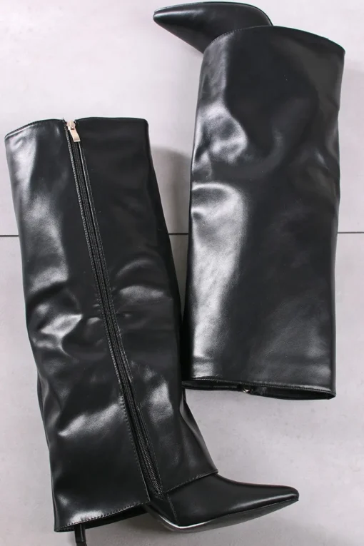 Wysokie buty na cienkim obcasie Maleeka - czarne