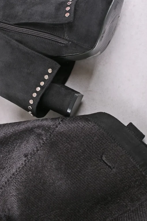 Wysokie buty na grubym obcasie India - czarne