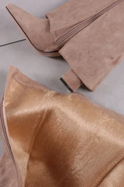 Wysokie buty na grubym obcasie Jacinta - jasnobeżowe