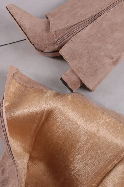 Wysokie buty na grubym obcasie Jacinta - jasnobeżowe