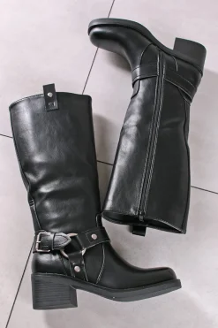 Wysokie buty na grubym obcasie Abdone - czarne