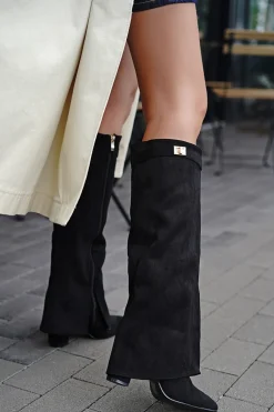 Wysokie buty na grubym obcasie Jacinta - czarne