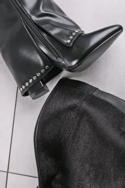 Wysokie buty na grubym obcasie Sasha - czarne
