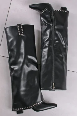 Wysokie buty na grubym obcasie Sasha - czarne