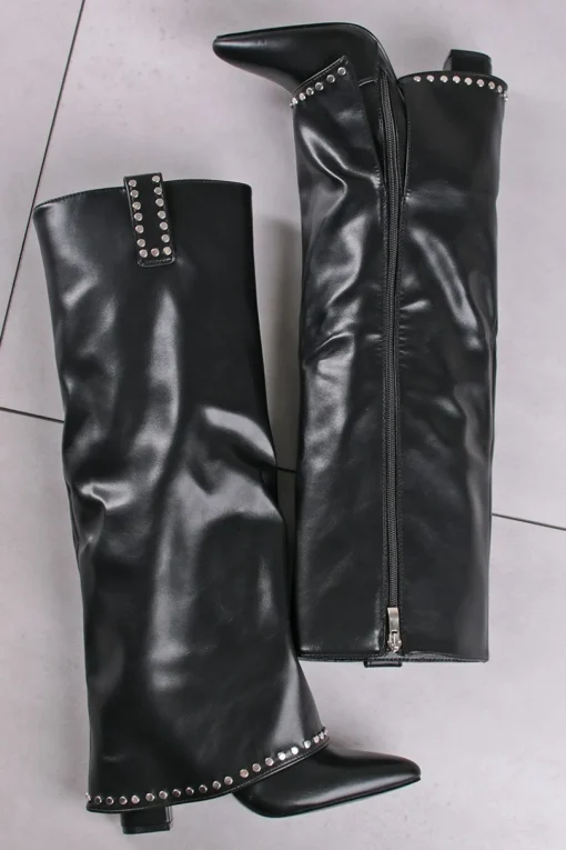 Wysokie buty na grubym obcasie Sasha - czarne