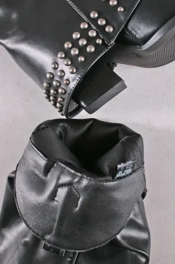 Wysokie buty z ćwiekami Allie - czarne