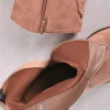 Zamszowe buty do kostek na grubym obcasie Arumia - brązowe