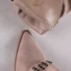 Zamszowe wysokie buty z ćwiekami Allie - brązowe