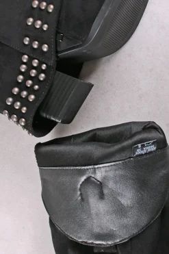 Zamszowe wysokie buty z ćwiekami Allie - czarne